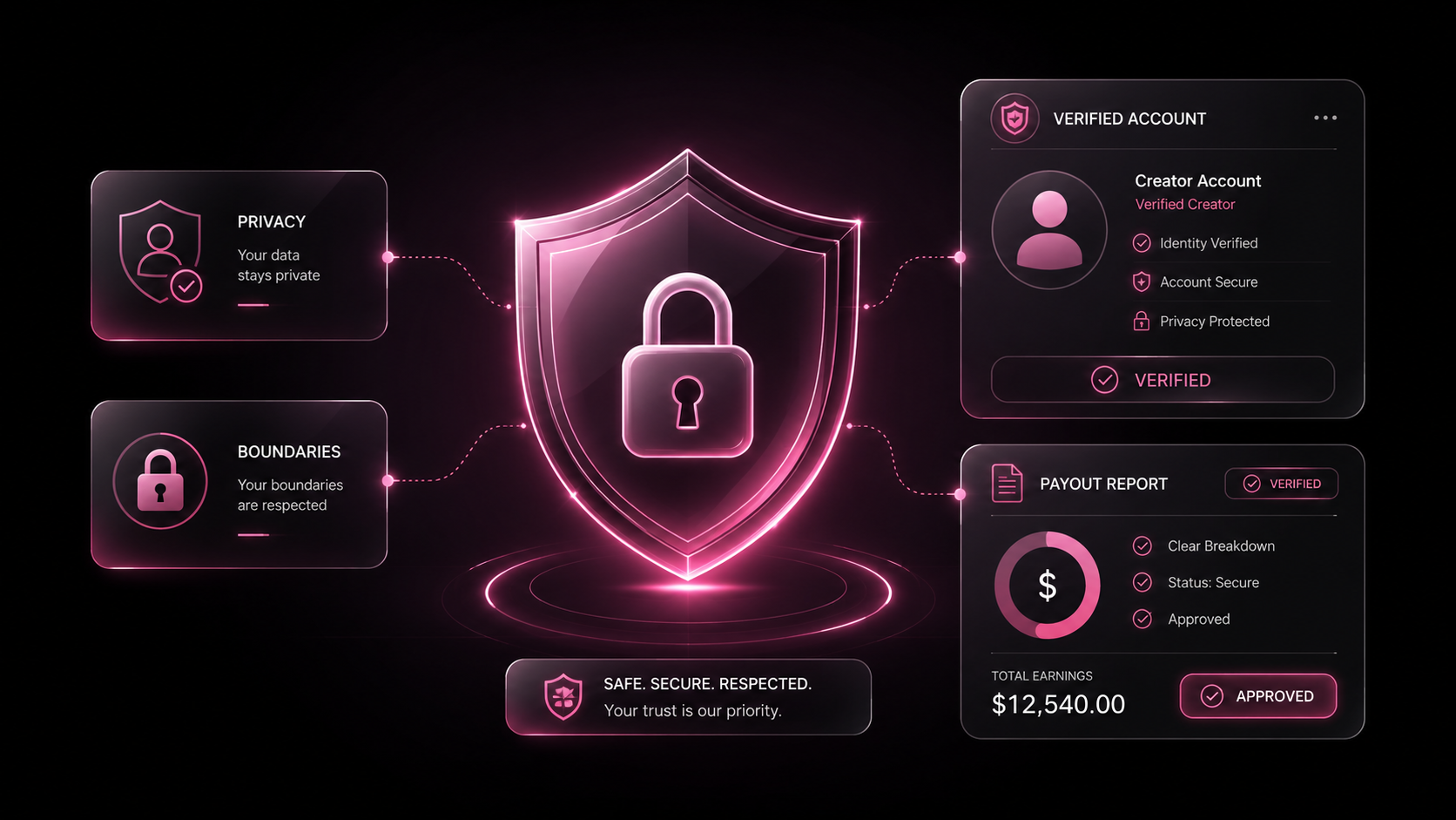 Elixr privacy, boundaries, verified account and transparent payout protection