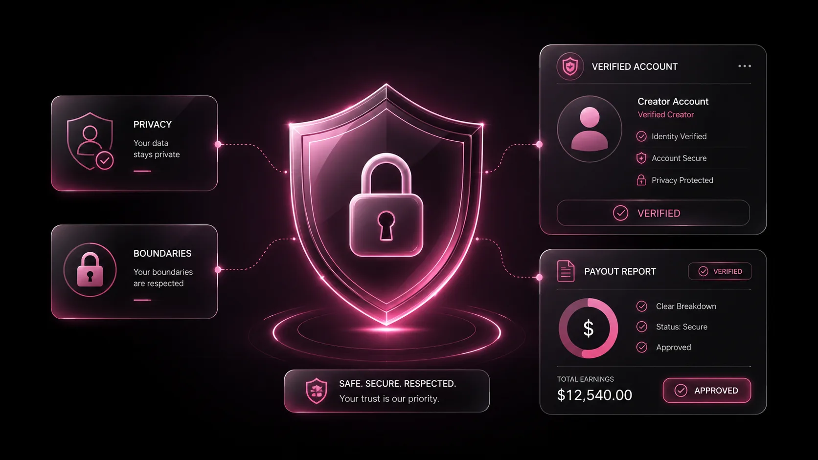 Elixr privacy, boundaries, verified account and transparent payout protection
